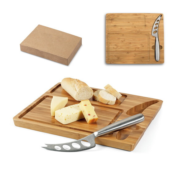 Kit Queijo Grande Tabua Bambu com Faca Inox - Luxo - 93975