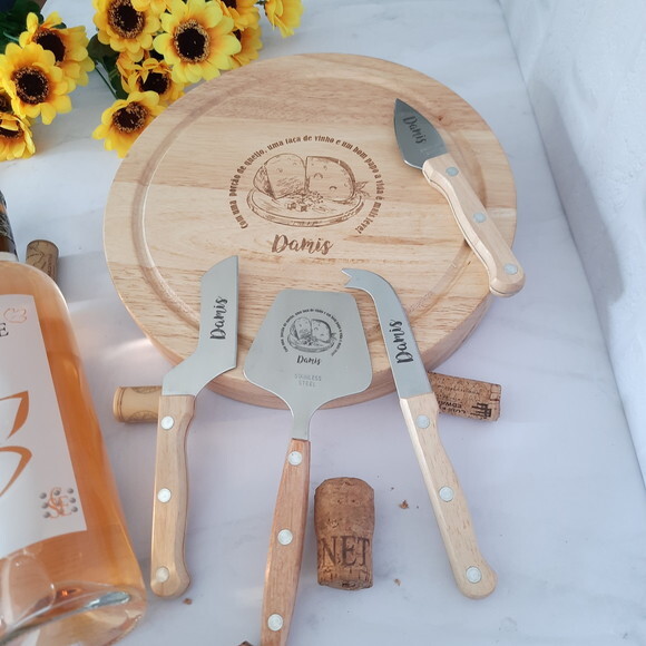 Kit Queijo para Padrinhos\noivos\casais - 8542 - 05 Peças