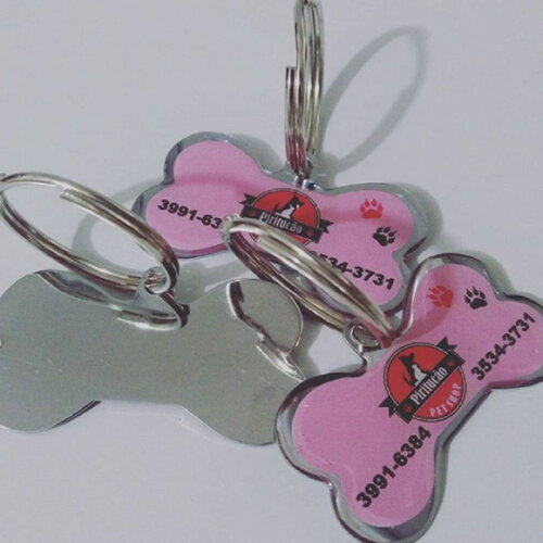 50 Chaveiros Pet Personalizado - Ossinho -plaquinha Pingente
