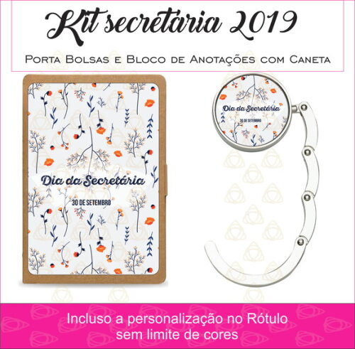 Dia das Secretaria 2020 - Kit com bloco e porta bolsa