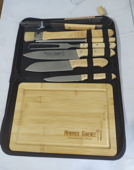 Kit Churrasco com Tabua - 94104 -presente Luxo