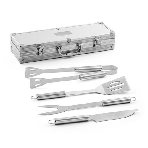 Kit Churrasco Personalizado 4 Pças em Maleta Aluminio 94141