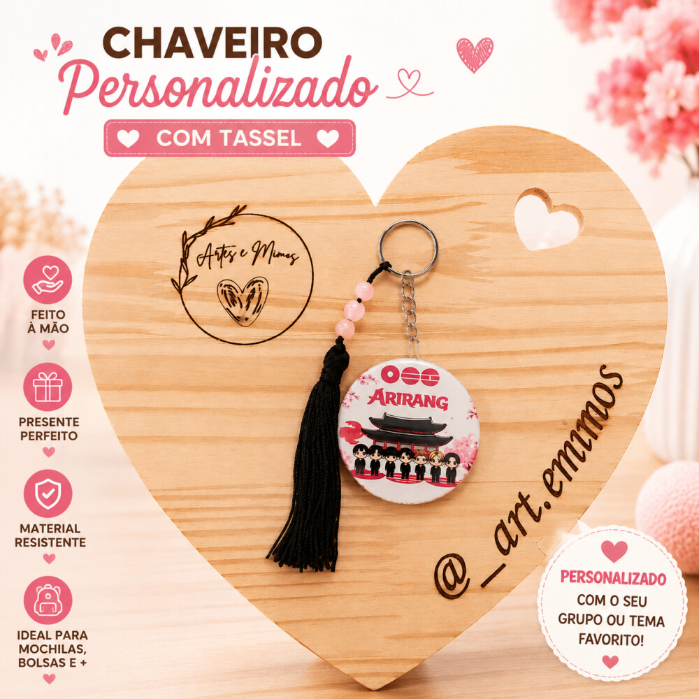 Chaveiro Personalizado Com Tassel Kpop Anime Geek Presente Criati
