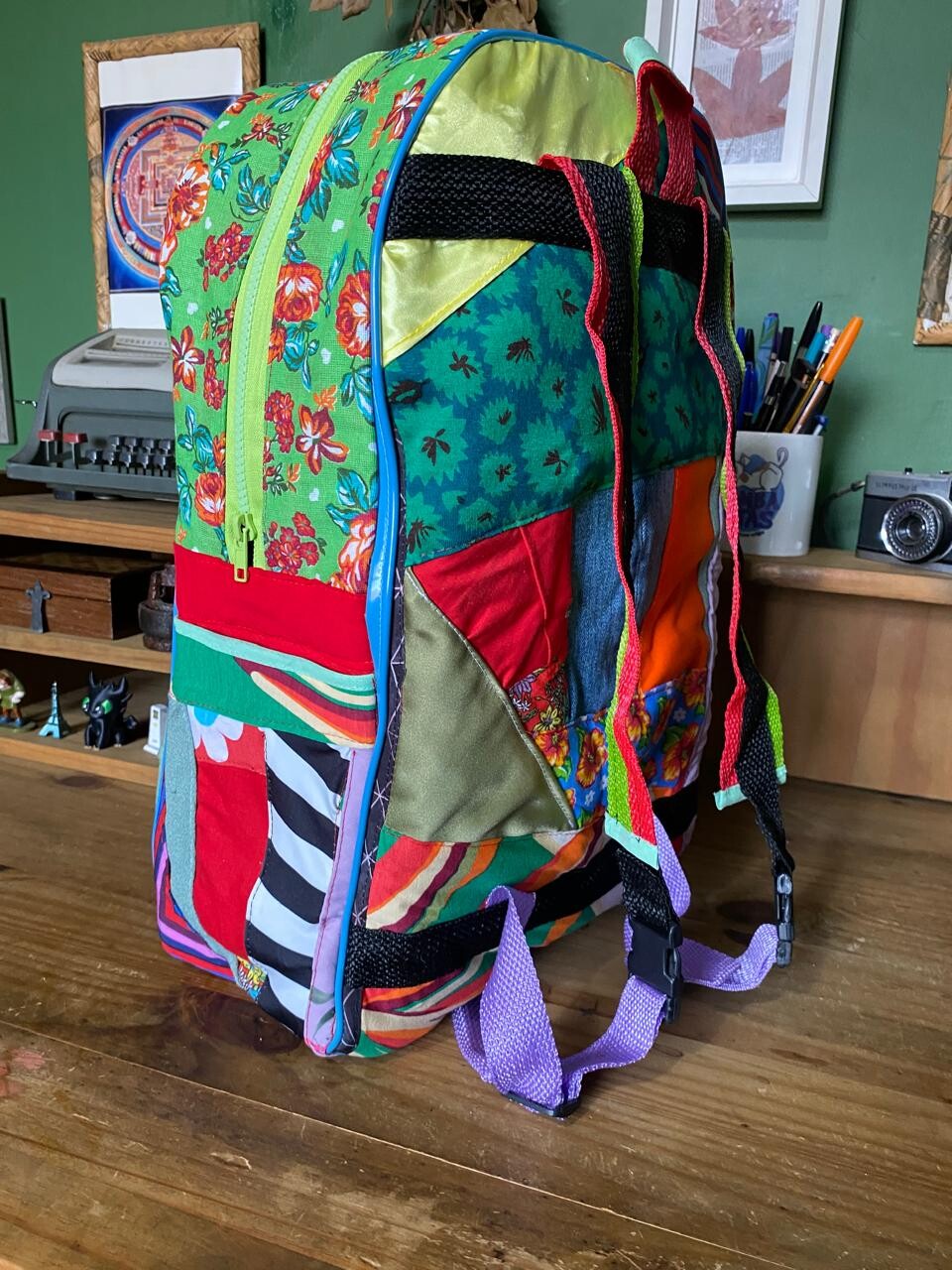 Mochila de retalhos porta notebook