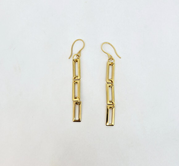 Brincos Longos em Aço Inoxidável Dourado