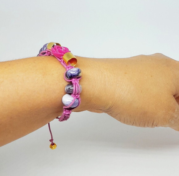 Pulseira em Ametistas no Formato Briolet e Peças Folheadas