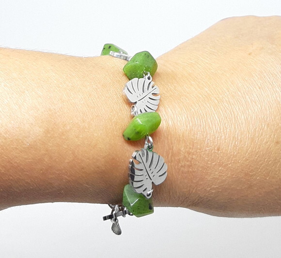 Pulseira em Jade Canadense e Aço Inox