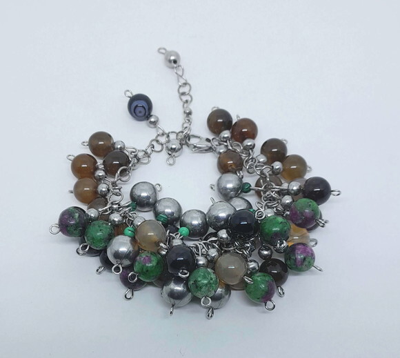 Pulseira em Diversas Pedras Naturais e Aço Inox