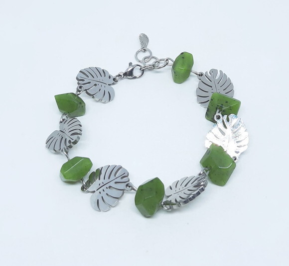 Pulseira em Jade Canadense e Aço Inox