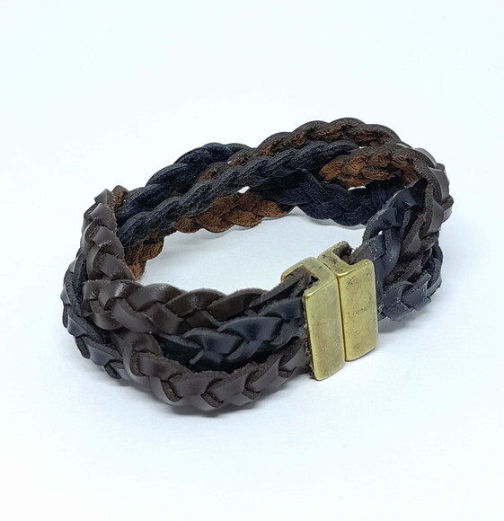 Pulseira Masculina em Couro Ecológico e Fecho Magnético
