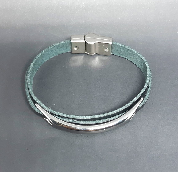 Pulseira Masculina em Couro Natural e Fecho Magnético