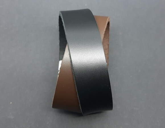 Pulseira Masculina Em Couro Natural Marrom E Preto