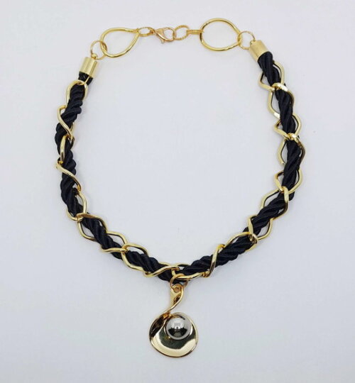 Colar Choker Corda de São Francisco Preta e Pingente