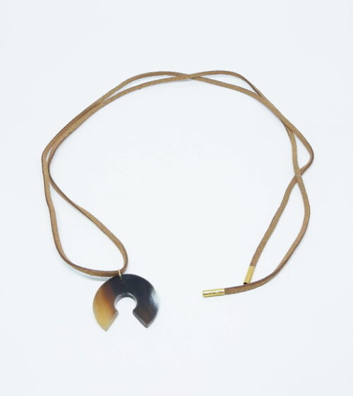 Colar Choker em Couro Ecológico Marrom