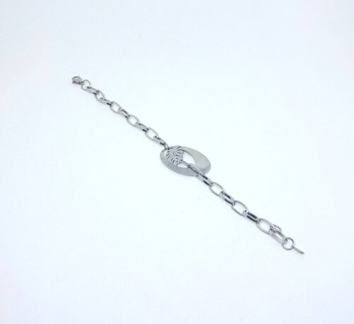 Pulseira em Aço Inox com Pingente Central
