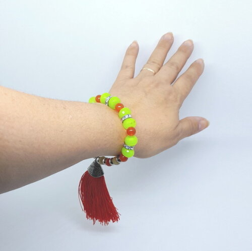 Pulseira em Briolet de Jades E, Ágatas e Estrass