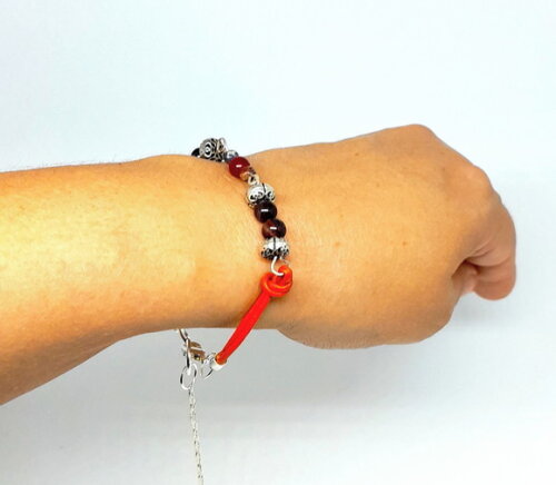 Pulseira em Couro Natural Alaranjado com Peças Folheadas
