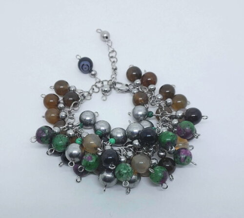 Pulseira em Diversas Pedras Naturais e Aço Inox