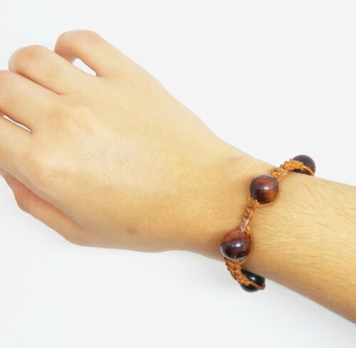 Pulseira Em Macramê Com Pedras Naturais Olho De Boi