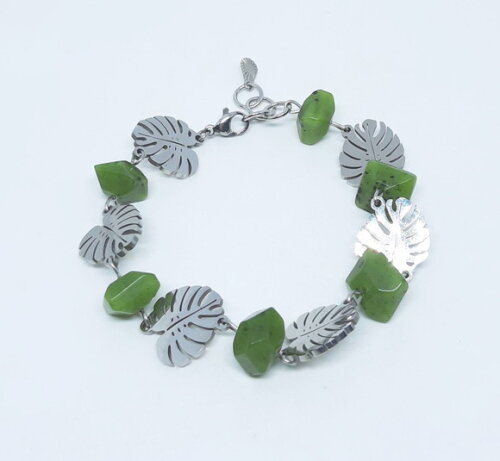 Pulseira em Jade Canadense e Aço Inox