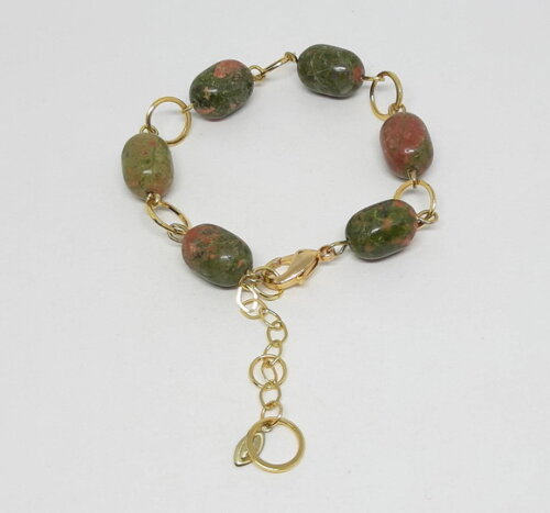 Pulseira folheada com pedra natural unakita