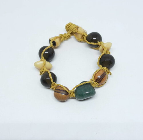 Pulseira Shambala em Sementes e Pedras Naturais