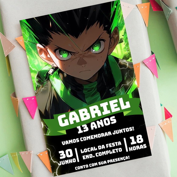 convite Digital Gon Hunter x Hunter