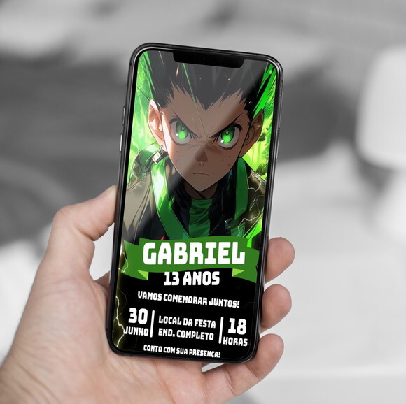 convite Digital Gon Hunter x Hunter