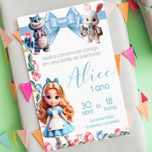 Convite Aniversário Alice no País das Maravilhas