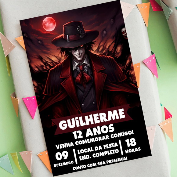 Convite Aniversário Alucard - Hellsing