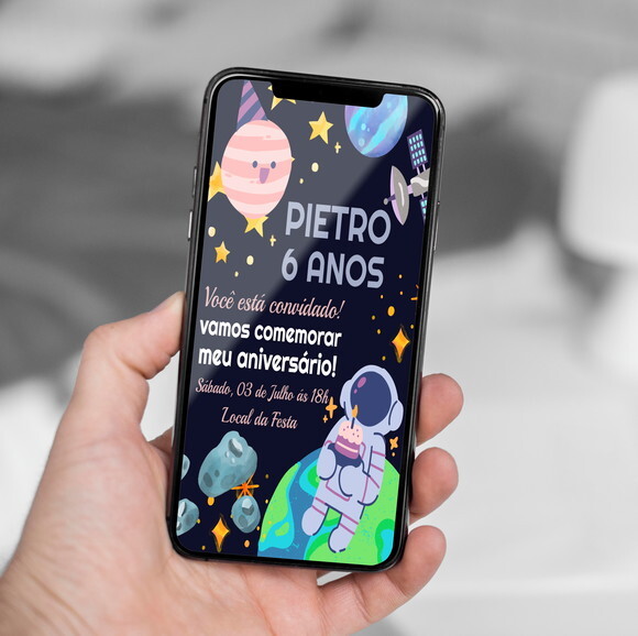 Convite Aniversário Astronauta Digital