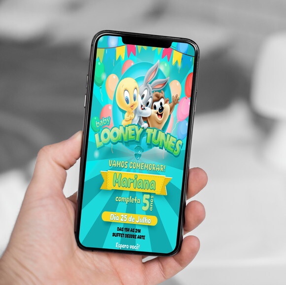 Convite Aniversário Baby Looney Tunes