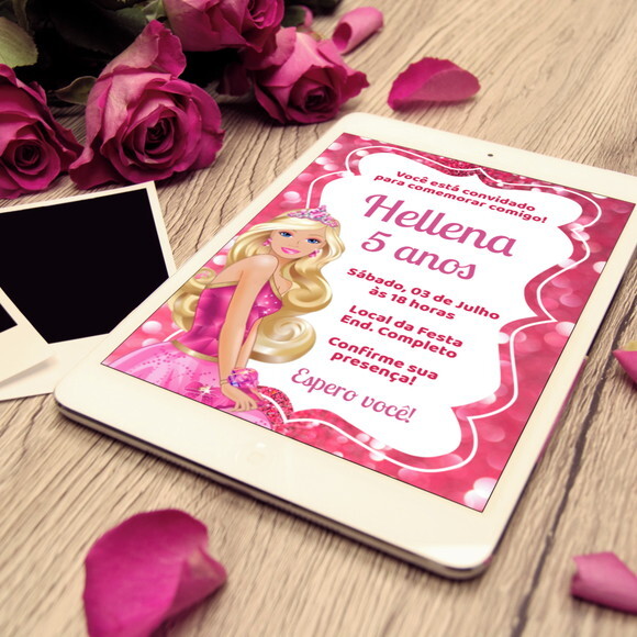 Convite Aniversário Barbie Rosa Festa Infantil