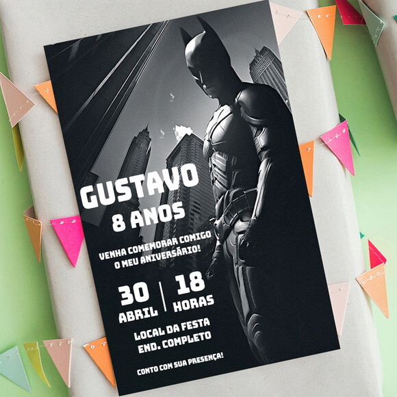 Convite Aniversário Batman Homem Morcego