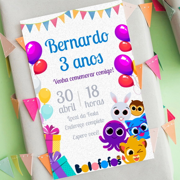 Convite Aniversário Bolofofos