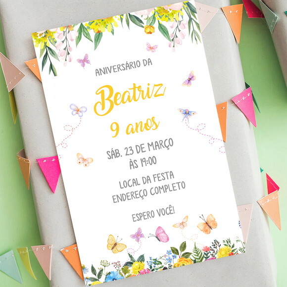 Convite Aniversário Borboletas