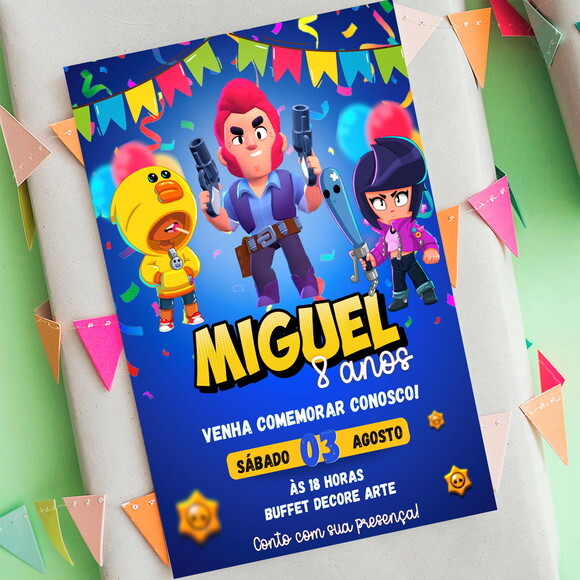 Convite Aniversário Brawl Stars Digital