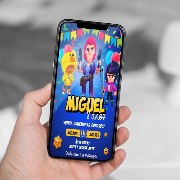 Convite Aniversário Brawl Stars Digital