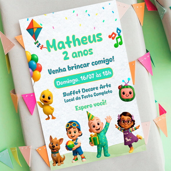 Convite Aniversário Cocomelon