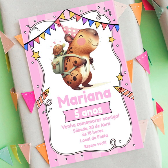 Convite Aniversário Capivara