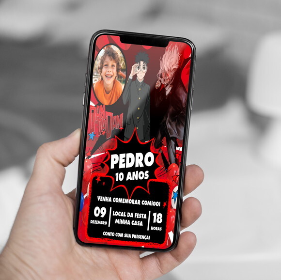Convite Aniversário Dandadan Anime Digital