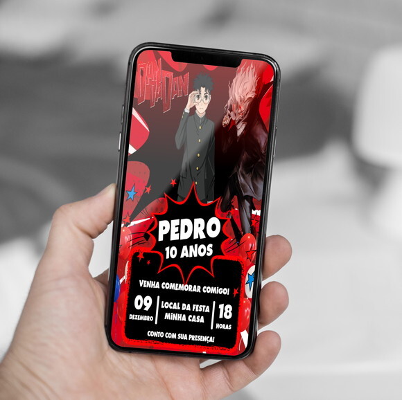 Convite Aniversário Dandadan Anime Digital