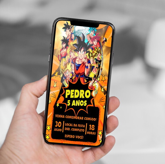 Convite Aniversário Dragon Ball Goku Digital