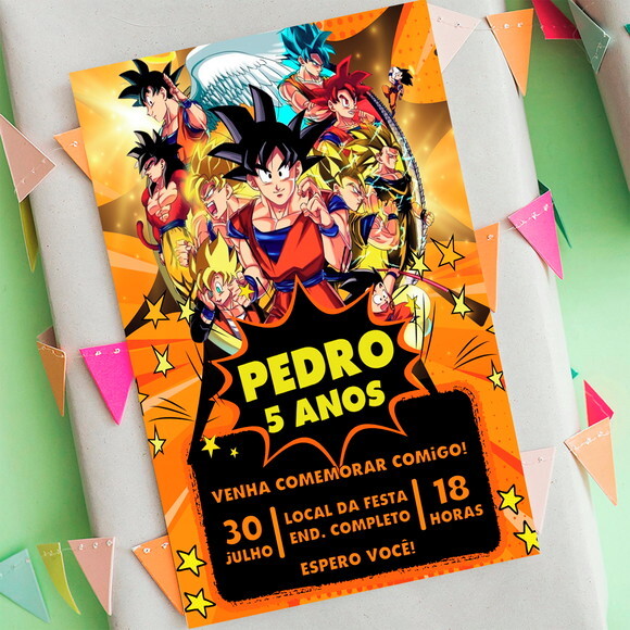 Convite Aniversário Dragon Ball Goku Digital