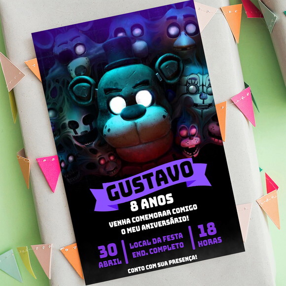 Convite Aniversário Five Nights At Freddy?s Fnaf