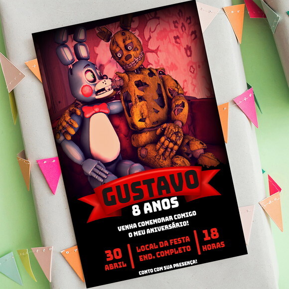 Convite Aniversário Five Nights At Freddy?s Fnaf