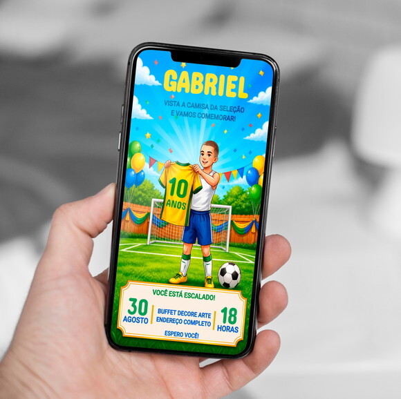 Convite Aniversário Futebol Copa do Mundo