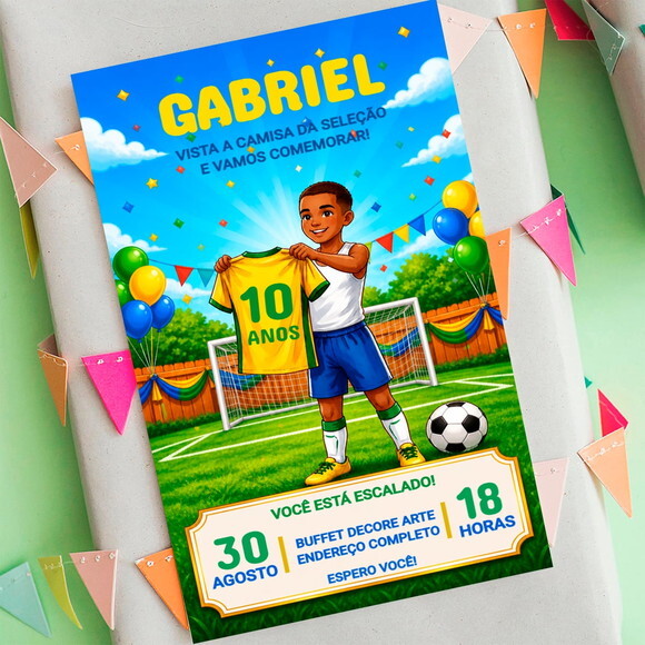 Convite Aniversário Futebol Copa do Mundo