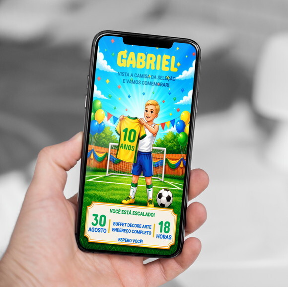 Convite Aniversário Futebol Copa do Mundo