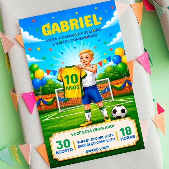 Convite Aniversário Futebol Copa do Mundo